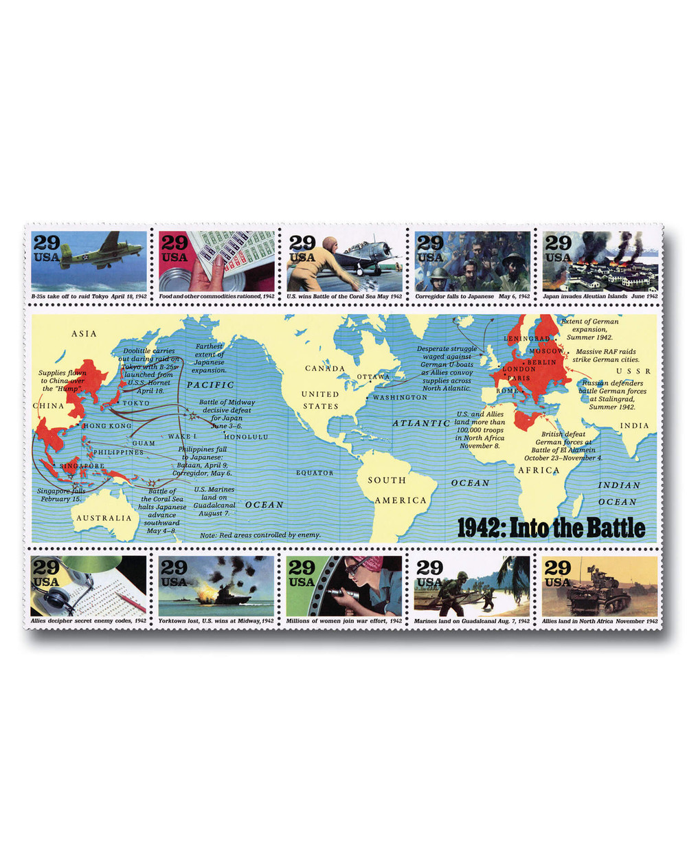 2697 - 1992 29c World War II: Into the Battle - Mystic Stamp