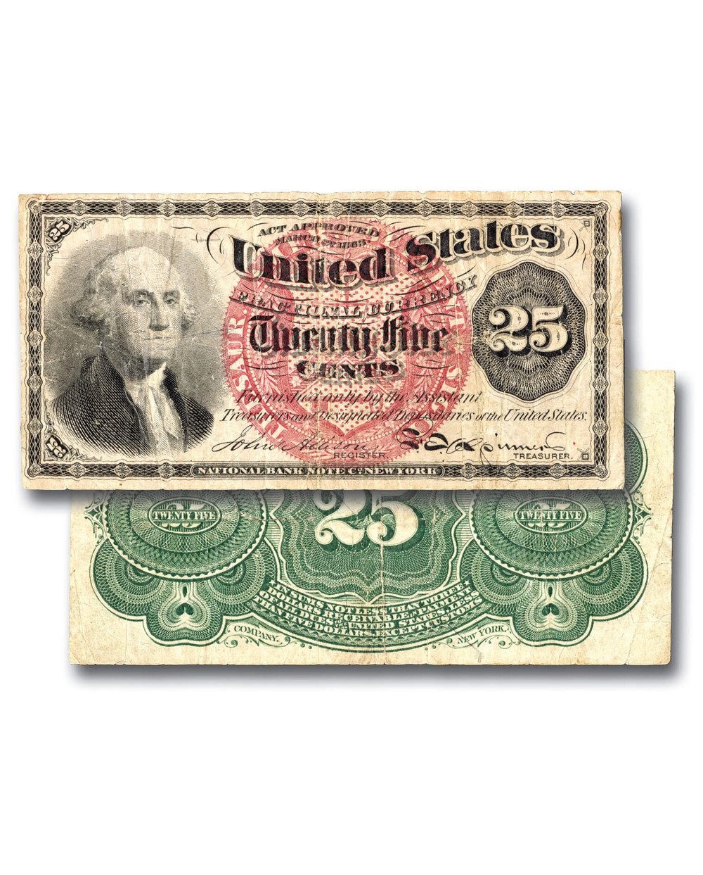 MA1744 - 1862-76 Fractional Currency, Worn Condition - Mystic