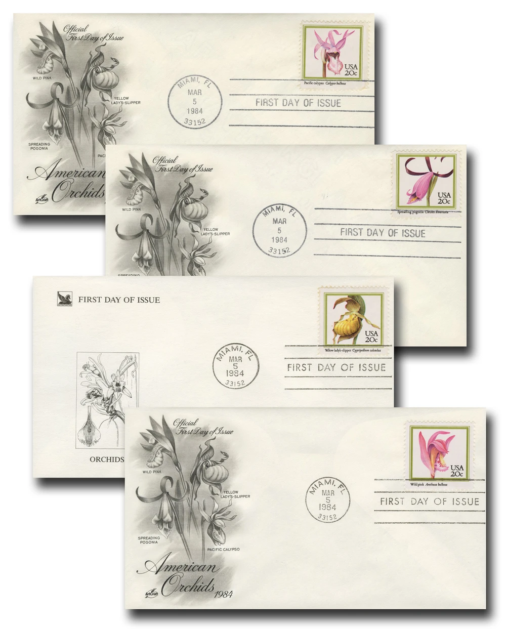 2076-79 - 1984 20c Orchids - Mystic Stamp Company