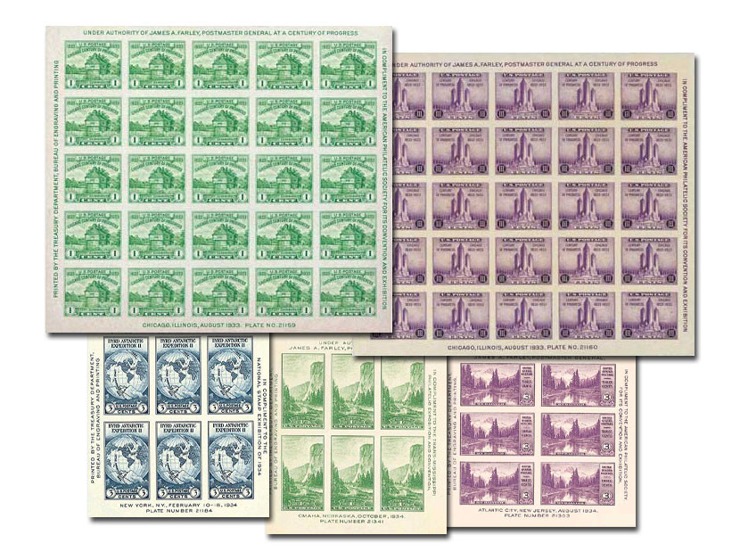 766-70 - 1935 Farley's Follies, Set of 5 Souvenir Sheets - Mystic
