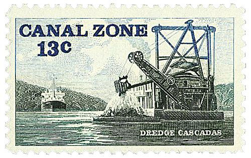 CZ163 - 1976 13c Dredge Cascadas, Multicolored, Canal Zone
