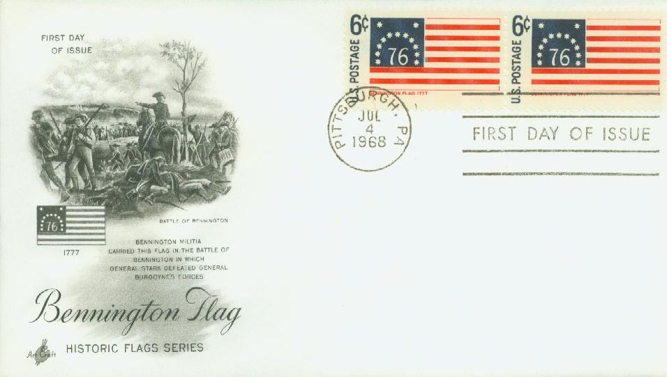1348 - 1968 6c Historic American Flags: Bennington - Mystic Stamp