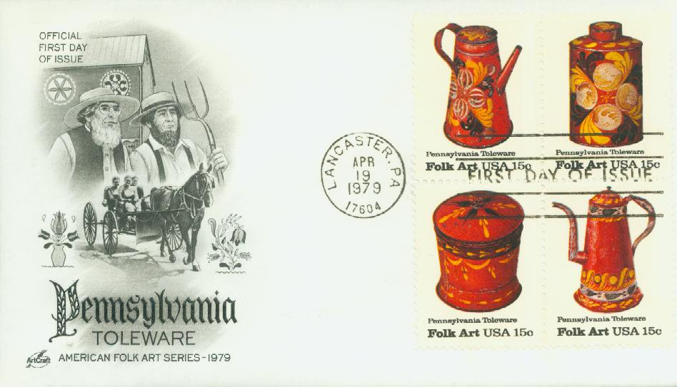 1775-78 - 1979 15c Pennsylvania Toleware - Mystic Stamp Company