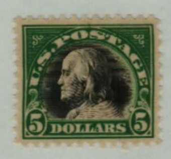 524 - 1918 $5 Franklin, Deep Green & Black, Unwatermarked, Perf  display picture 1