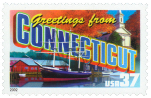 3702 - 2002 37c Greetings from America: Connecticut - Mystic Stamp  display picture 1