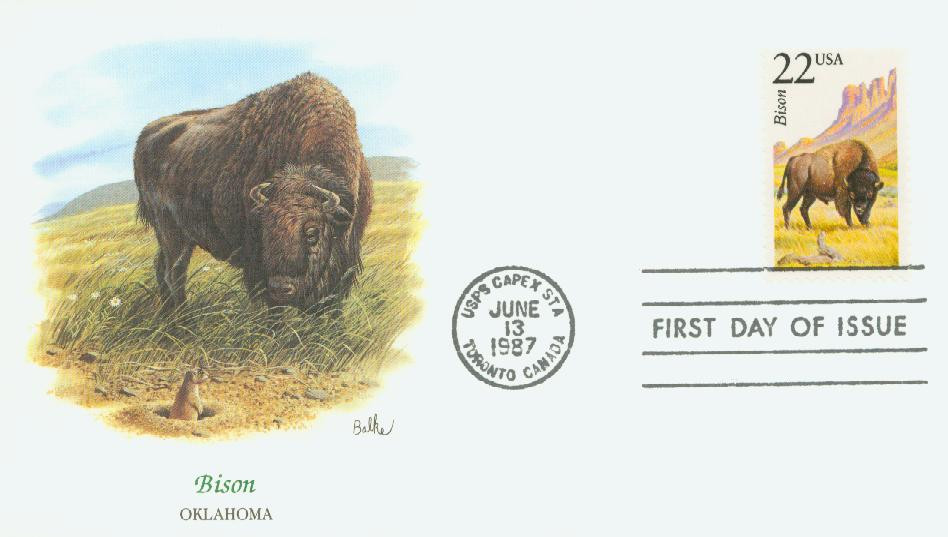 2320 - 1987 22c North American Wildlife: Bison - Mystic Stamp Company