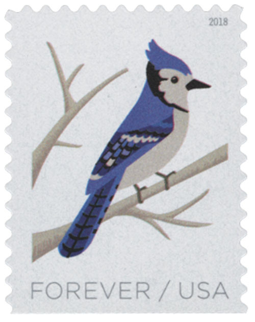 5320 - 2018 First-Class Forever Stamp - Birds in Winter: Blue Jay