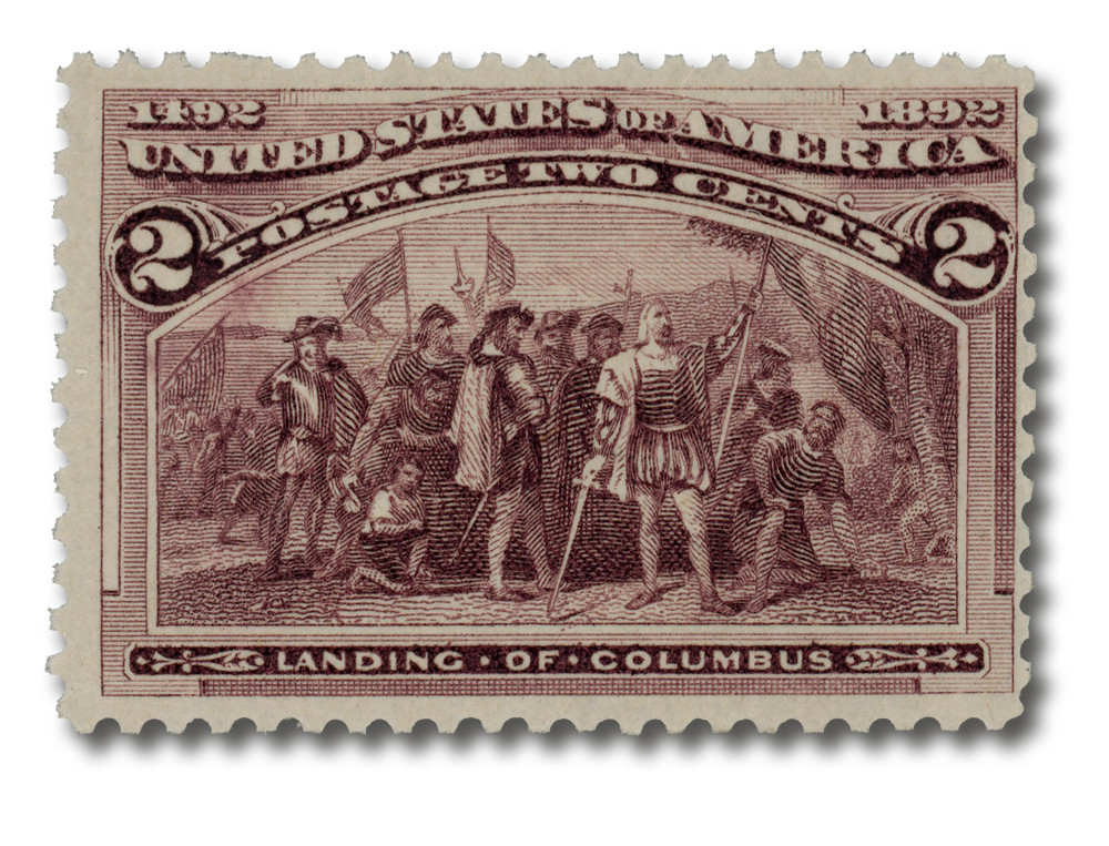231c - 1893 2c Landing of Columbus, Brown Violet, Broken Hat