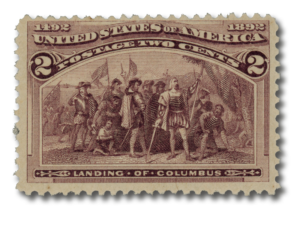 231c - 1893 2c Landing of Columbus, Brown Violet, Broken Hat