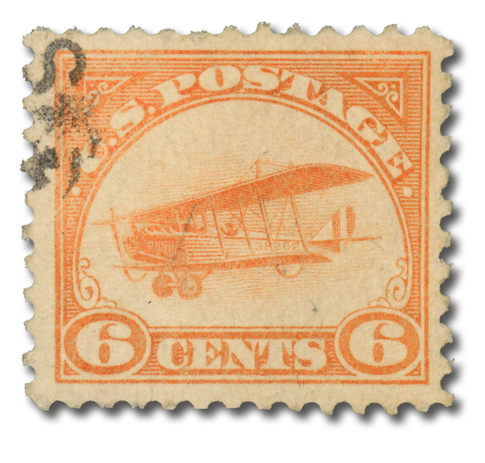 切手27 C1 - 1918 6c Curtiss Jenny, Orange - Mystic Stamp Company