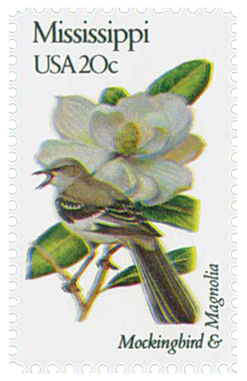 1976 - 1982 20c State Birds & Flowers: Mississippi - Mystic Stamp