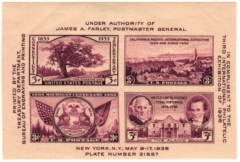 778 - 1936 3c Third International Philatelic Exposition, Purple