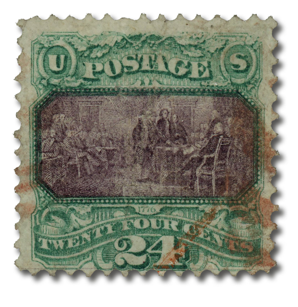 120 - 1869 24c Declaration of Independence, Green & Violet, Hard