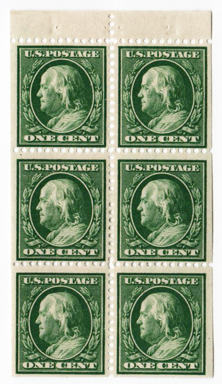 331a - 1908 1c Franklin, Green, Double Line Watermark, Booklet