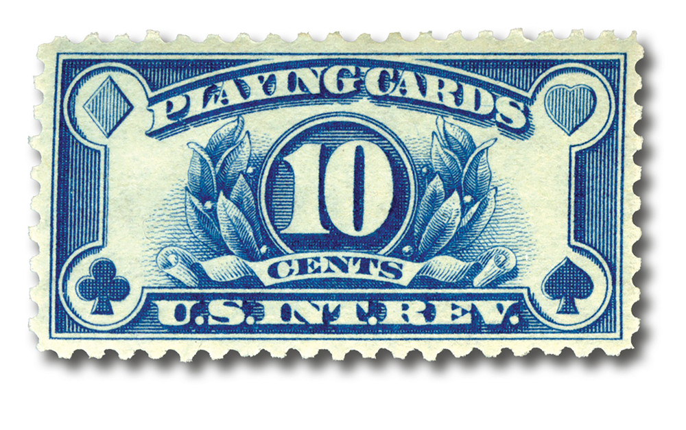 RF24 - 1930 10c Playing Card Stamp, Blue, Perf. 10 - Mystic Stamp