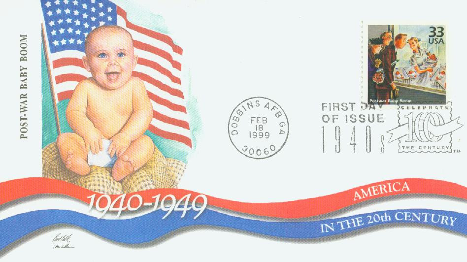 3186l - 1999 33c Celebrate the Century - 1940s: Postwar Baby Boom