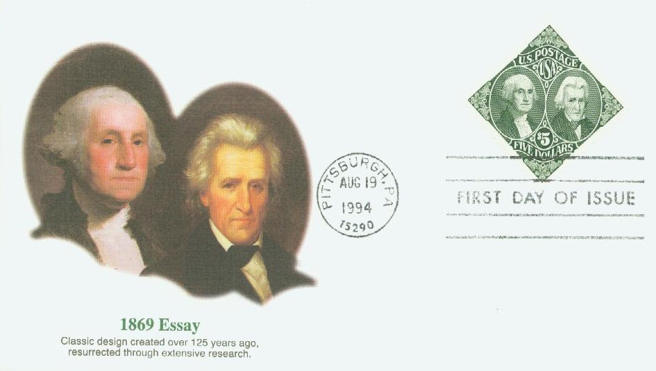 2592 - 1994 $5 George Washington & Andrew Jackson - Mystic Stamp