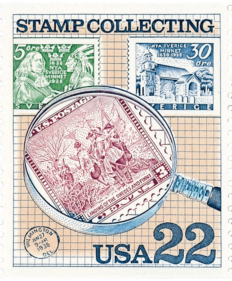 2200 - 1986 22c Stamp Collecting: Under Magnifying Glass - Mystic