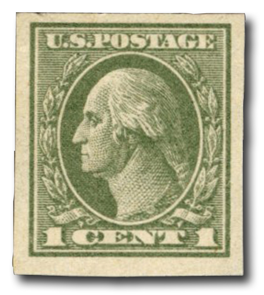 531 - 1919 1c Washington, Green, Offset Printing, Unwatermarked