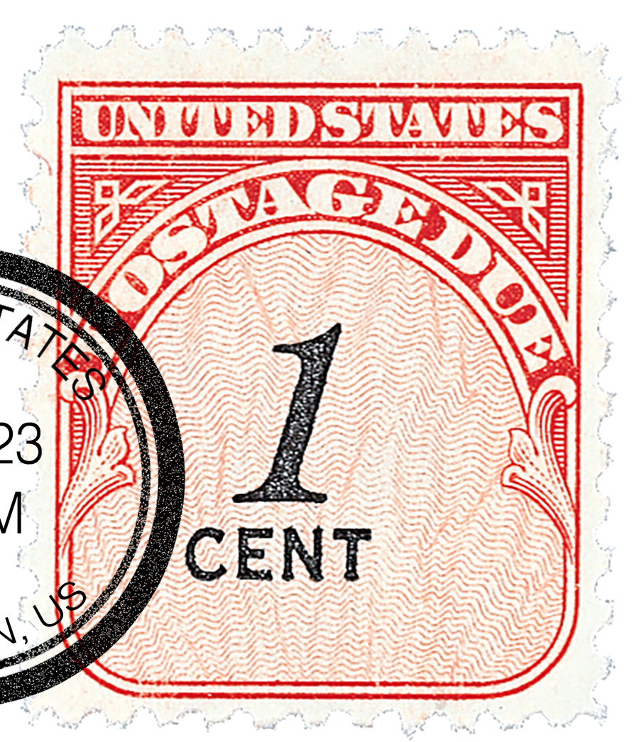 J89 - 1959 1c Postage Due - Rotary Press, carmine rose - Mystic