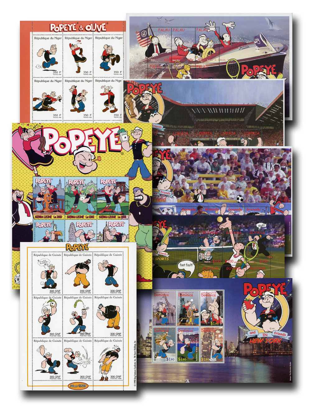 M11796 - Popeye, Olive Oyl and Friends, Sports Fun, Mint, Set of 8