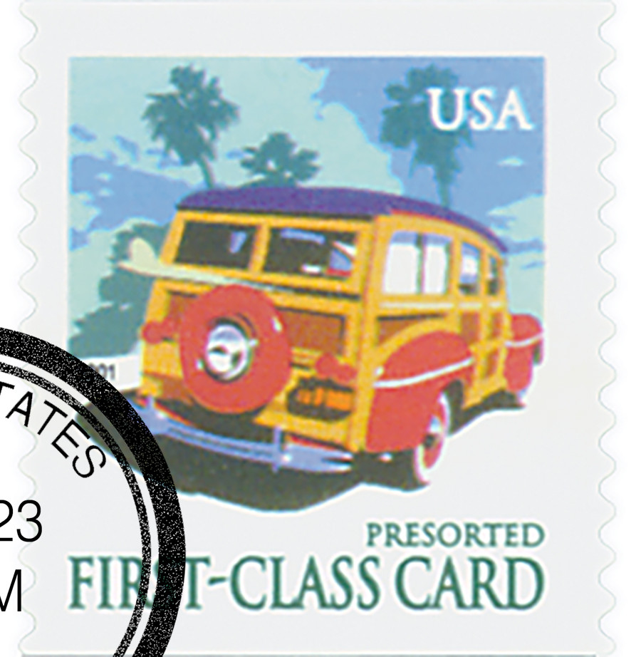 3522 - 2001 15c Woody Wagon, coil - Mystic Stamp Company