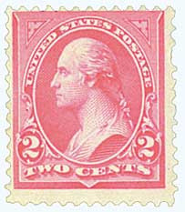 252 - 1894 2c Washington, Carmine, Unwatermarked, Type III, Perf  display picture 1