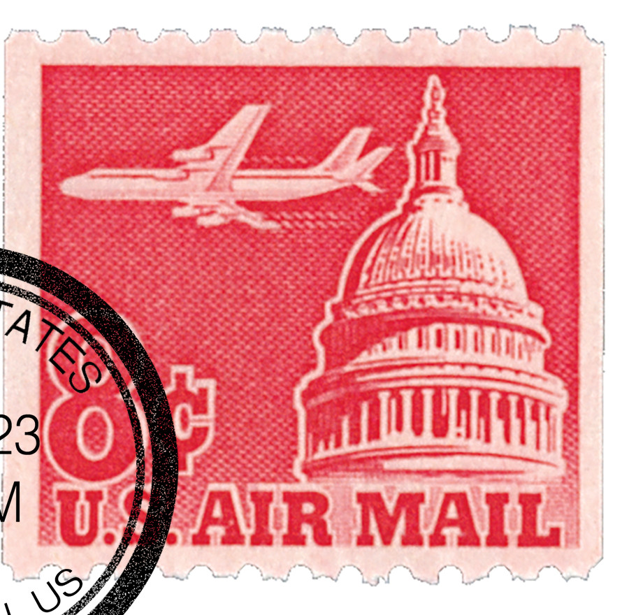 C65 - 1962 8c Airliner & Capitol Dome, Carmine, Perf. 10