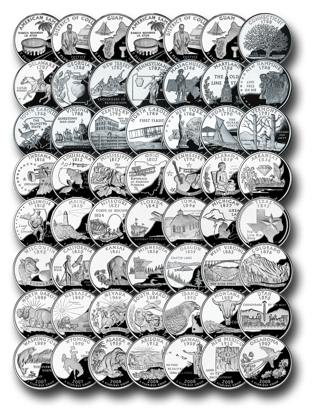State Quarters 1999-2009 コレクターズフォルダー Complete 58 Piece State Quarter set in Warman's folder 1999-2009