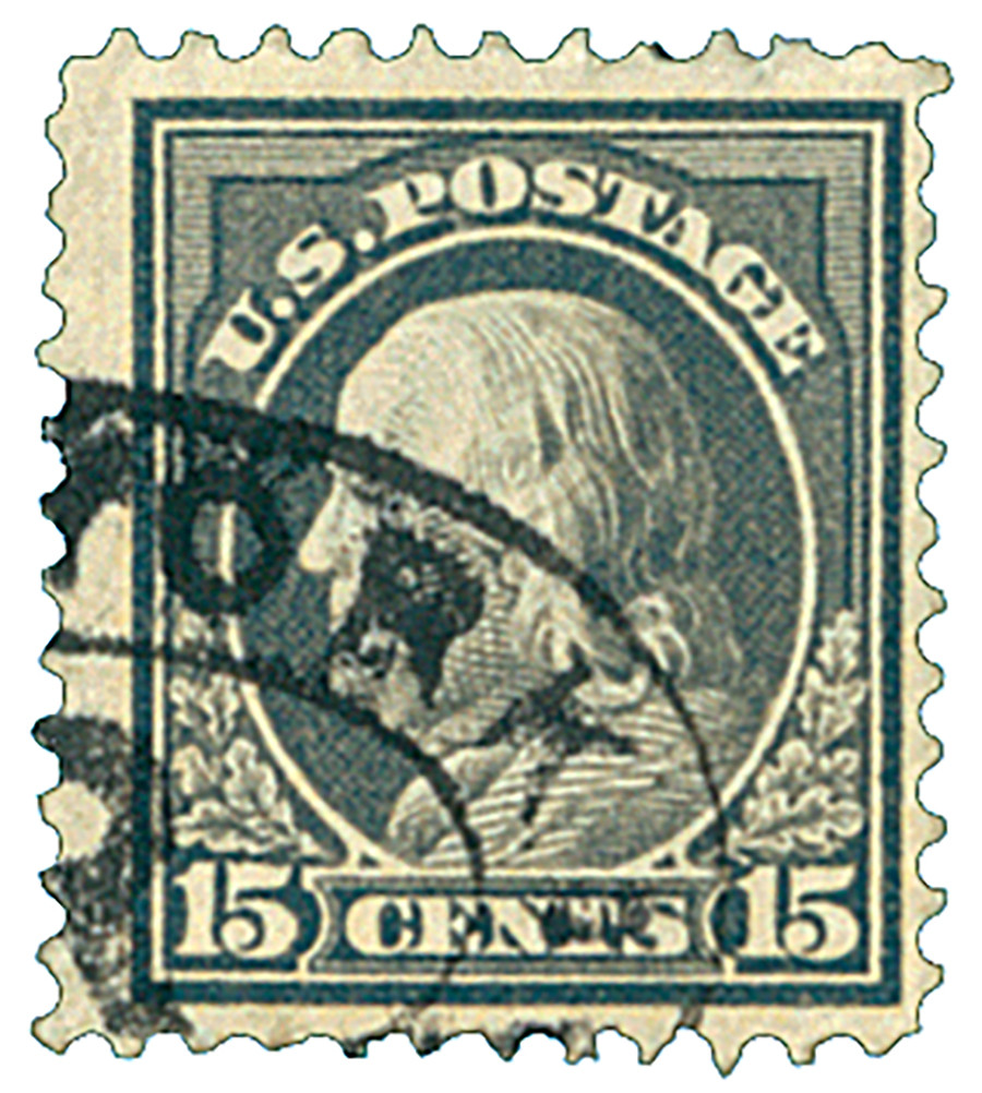  15 Cents 514 - 1917 15c Franklin, Gray, Unwatermarked, Perf. 11 - Mystic