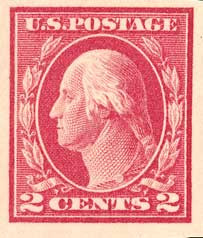 409 - 1912 2c Washington, , Carmine, Single Line Watermark, Imperf 409 - 1912 2c Washington, , Carmine, Single Line Watermark, Imperf