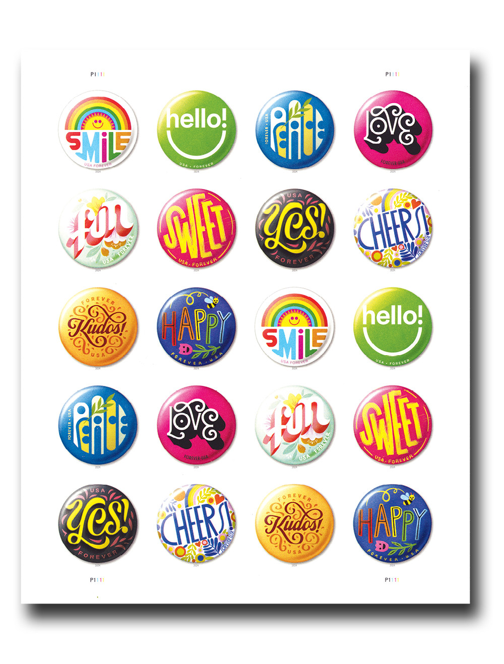 5919-28 - 2024 First-Class Forever Stamp - Pinback Buttons