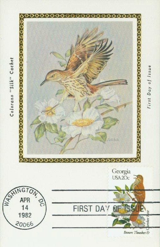1962 - 1982 20c State Birds & Flowers: Georgia - Mystic Stamp Company