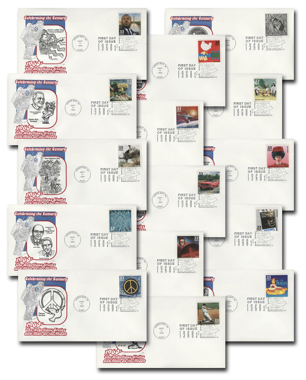 3188 - 1999 33c Celebrate the Century: 1960s - Mystic Stamp Company