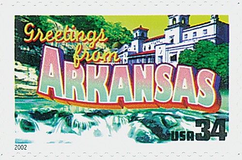 3564 - 2002 34c Greetings From America: Arkansas - Mystic Stamp