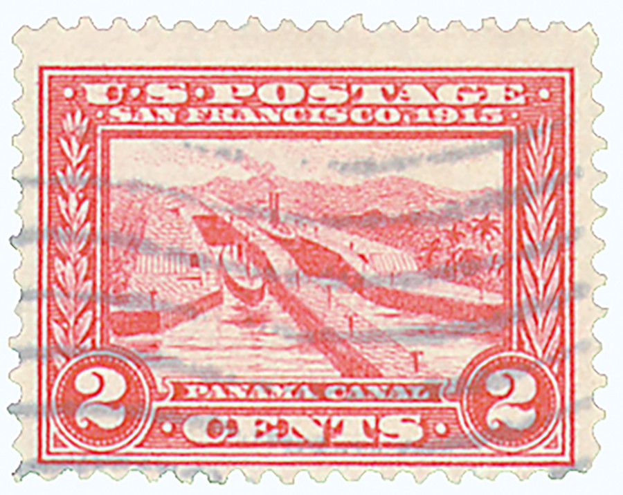 398 - 1913 2c Pedro Miguel Locks, Carmine, Perf. 12 - Mystic Stamp