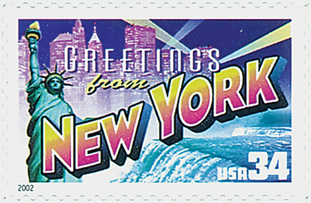 3592 - 2002 34c Greetings From America: New York - Mystic