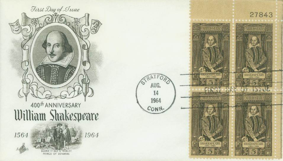 1250 - 1964 5c William Shakespeare - Mystic Stamp Company