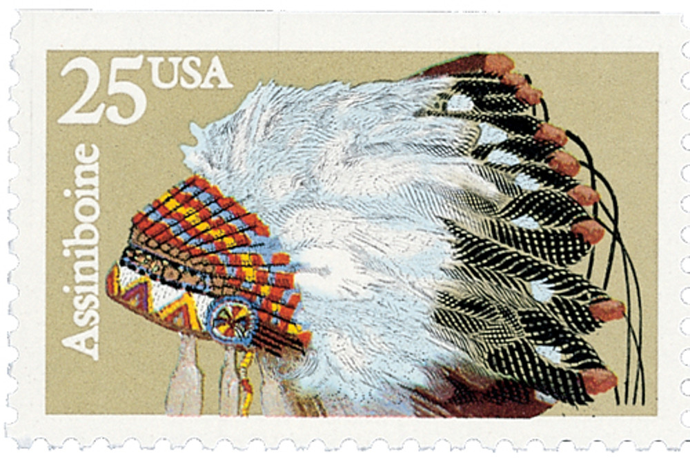 2501 - 1990 25c Headdresses: Assiniboine - Mystic Stamp Company