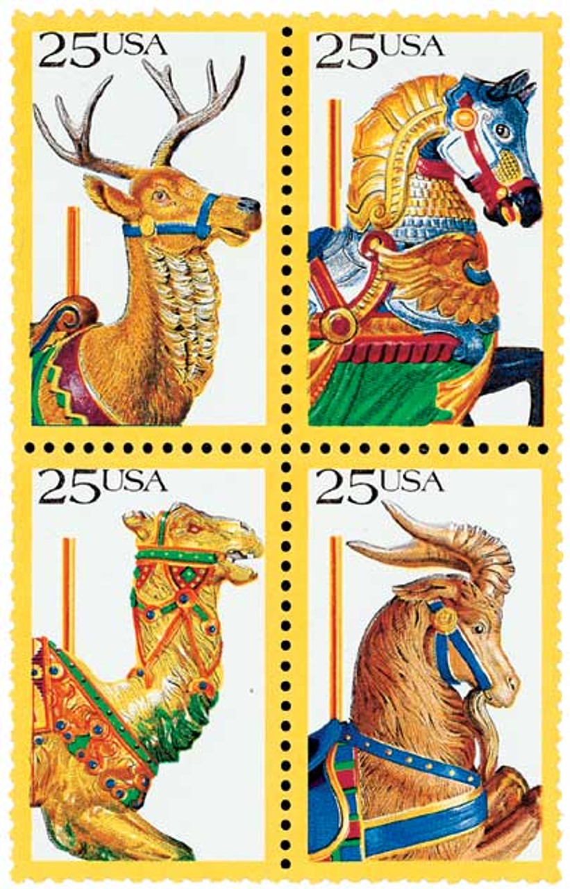 2390-93 - 1988 25c Carousel Animals - Mystic Stamp Company