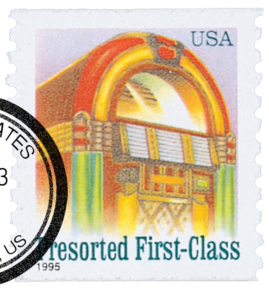 2912 - 1995 25c Juke Box, Black 1995 - Mystic Stamp Company