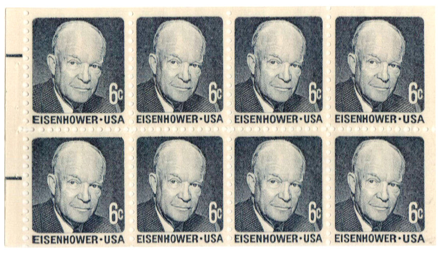 1393a - 1970 6c Dwight D. Eisenhower, Booklet Pane of 8 Stamps
