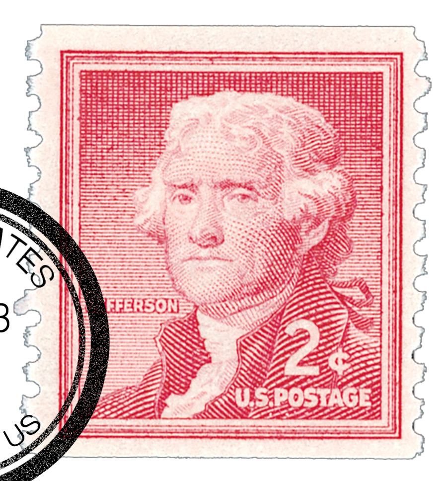 1055 - 1954 2c Liberty Series: Thomas Jefferson, Coil - Mystic