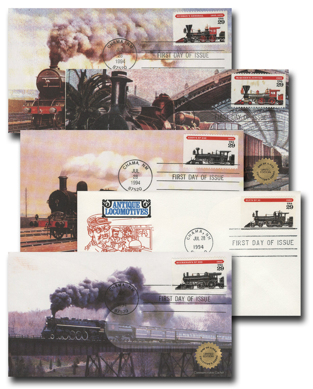 2843-47 - 1994 29c Locomotives - Mystic Stamp Company