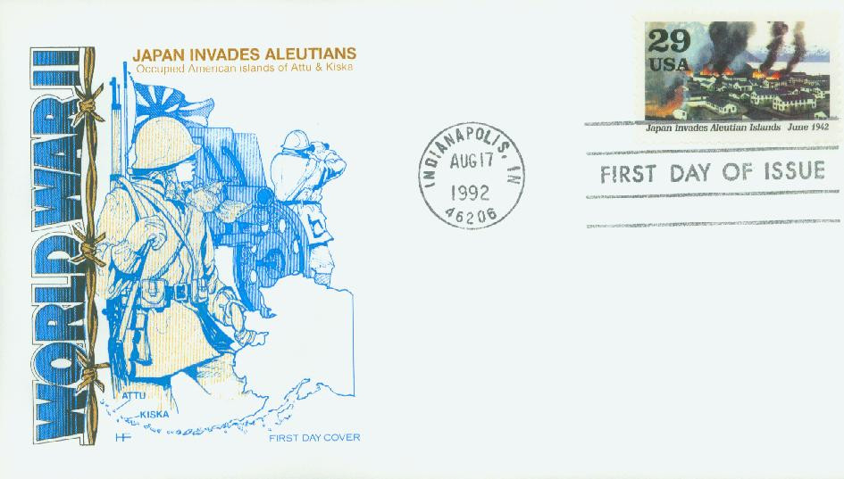 2697e - 1992 29c World War II: Japan Invades Aleutian Islands