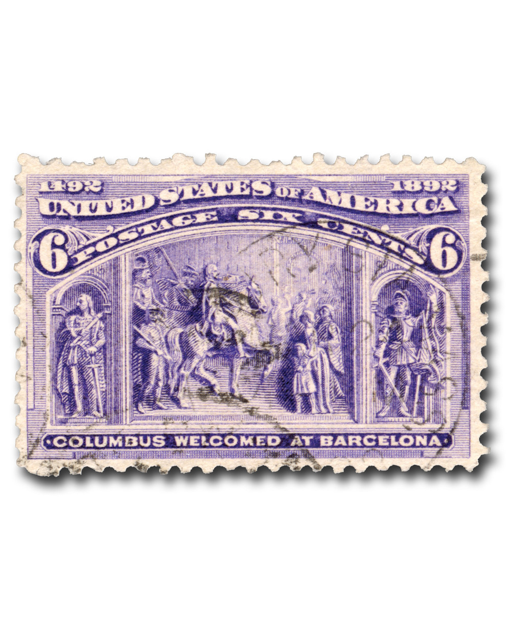 235 - 1893 6c Columbus Welcomed at Barcelona, Purple - Mystic