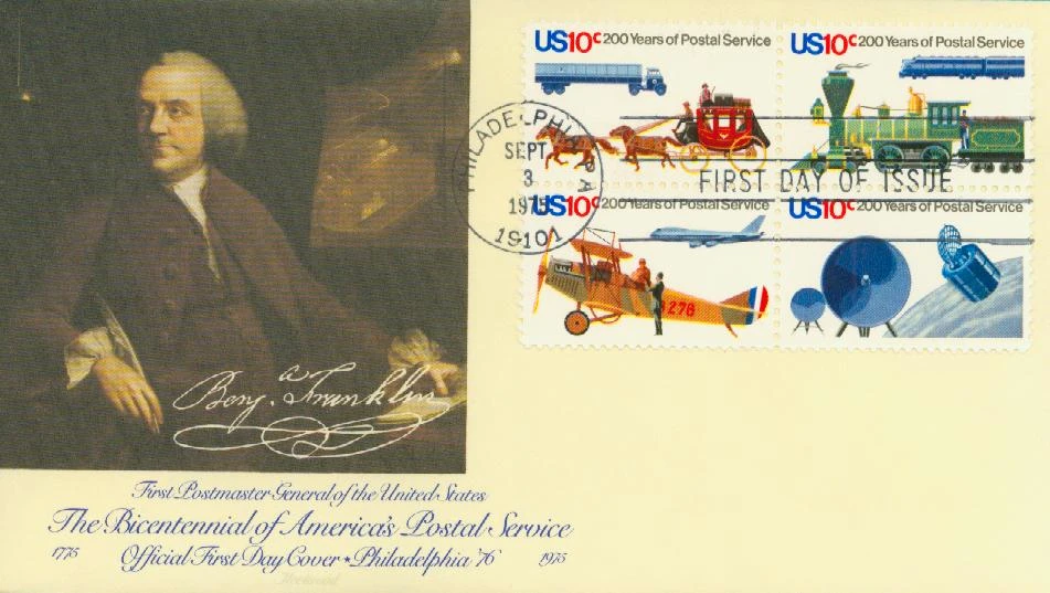 1572-75 - 1975 10c U.S. Postal Service Bicentennial - Mystic Stamp
