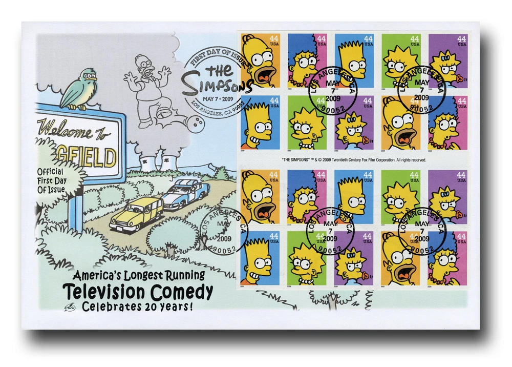 4399-4403 - 2009 44c The Simpsons - Mystic Stamp Company