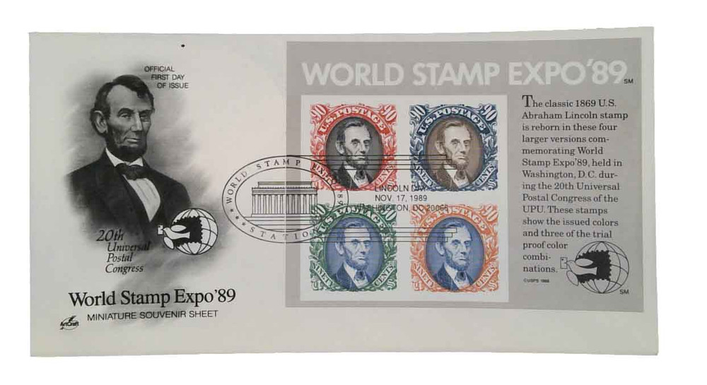 2433 - 1989 90c World Stamp Expo '89, Souvenir Sheet - Mystic