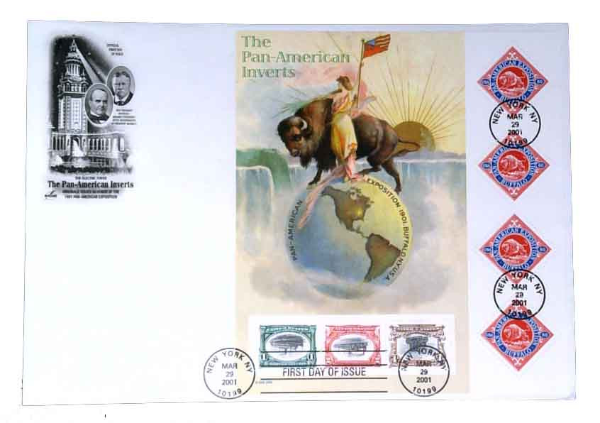 3505 - 2001 1c-80c Pan American Inverts & Buffalo - Mystic Stamp